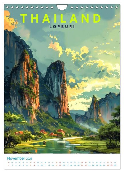 Produktbild: Thailand - Old School Poster Style (Wandkalender 2026 DIN A4 hoch), CALVENDO Monatskalender