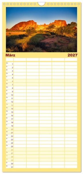 Produktbild: Familienplaner 2027 - Roadtrip durchs Outback &ndash; Australiens wilde Seele mit 5 Spalten (Wandkalender, 21 x 45 cm) CALVENDO