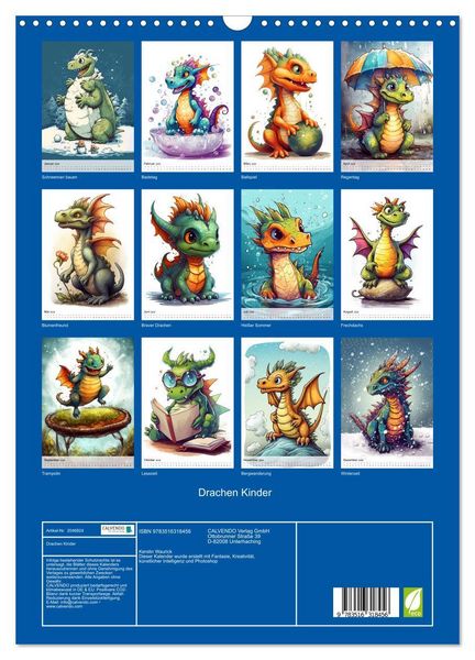 Produktbild: Drachen Kinder (Wandkalender 2026 DIN A3 hoch), CALVENDO Monatskalender