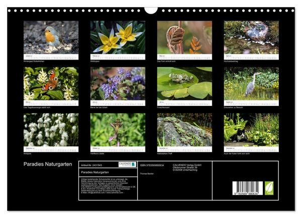 Produktbild: Paradies Naturgarten (Wandkalender 2027 DIN A3 quer), CALVENDO Monatskalender