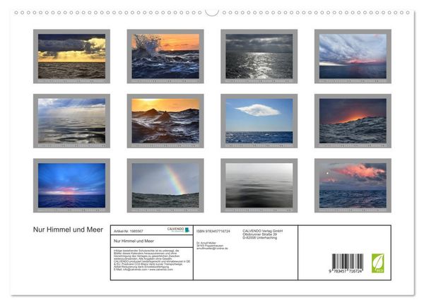 Produktbild: Nur Himmel und Meer (hochwertiger Premium Wandkalender 2026 DIN A2 quer), Kunstdruck in Hochglanz