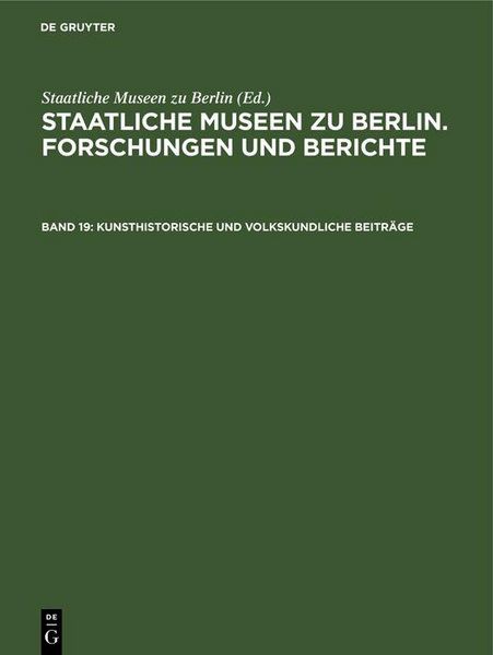 Produktbild: Kunsthistorische und volkskundliche Beitr&auml;ge