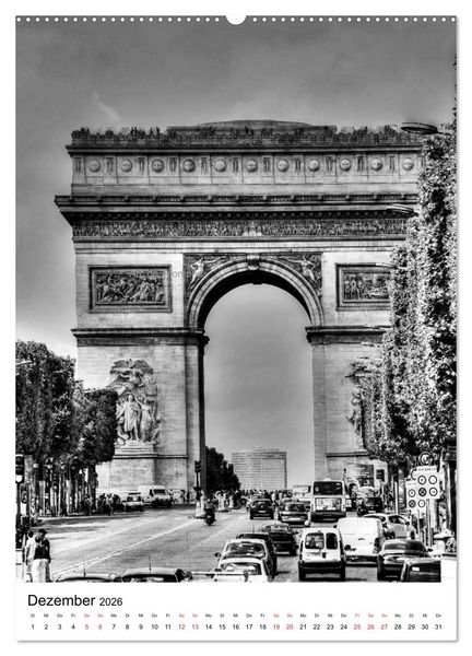 Produktbild: Paris schwarz wei&szlig; 2026 (Wandkalender 2026 DIN A2 hoch), CALVENDO Monatskalender
