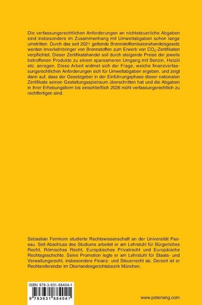 Produktbild: Verfassungsrechtliche Anforderungen an nichtsteuerliche Umweltabgaben am Beispiel des Brennstoffemissionshandels