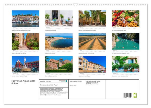 Produktbild: Provence-Alpes-C&ocirc;te d&rsquo;Azur (Wandkalender 2026 DIN A2 quer), CALVENDO Monatskalender