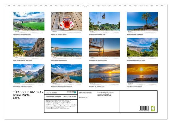 Produktbild: T&Uuml;RKISCHE RIVIERA - Antike. K&uuml;ste. Licht. (Wandkalender 2027 DIN A2 quer), CALVENDO Monatskalender