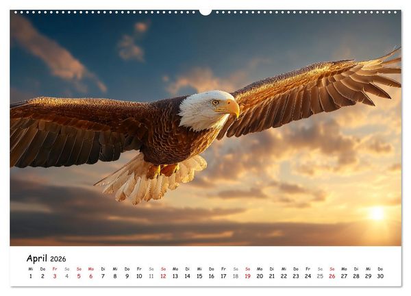 Produktbild: Majest&auml;tische Wei&szlig;kopfseeadler - Der K&ouml;nig der L&uuml;fte (Wandkalender 2026 DIN A2 quer), CALVENDO Monatskalender