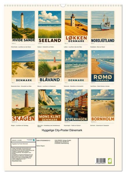 Produktbild: Hyggelige City-Poster D&auml;nemark (Wandkalender 2027 DIN A2 hoch), CALVENDO Monatskalender