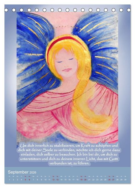 Produktbild: Schutz und Licht: Engelbilder mit Botschaften (Tischkalender 2026 DIN A5 hoch), CALVENDO Monatskalender