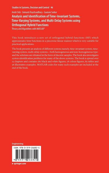 Produktbild: Analysis and Identification of Time-Invariant Systems, Time-Varying Systems, and Multi-Delay Systems using Orthogonal Hybrid Functions