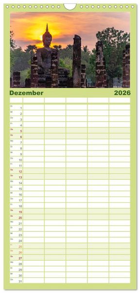 Produktbild: Familienplaner 2026 - Thailand - Welterbe Sukothai mit 5 Spalten (Wandkalender, 21 x 45 cm) CALVENDO