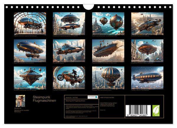 Produktbild: Steampunk Flugmaschinen (Wandkalender 2026 DIN A4 quer), CALVENDO Monatskalender