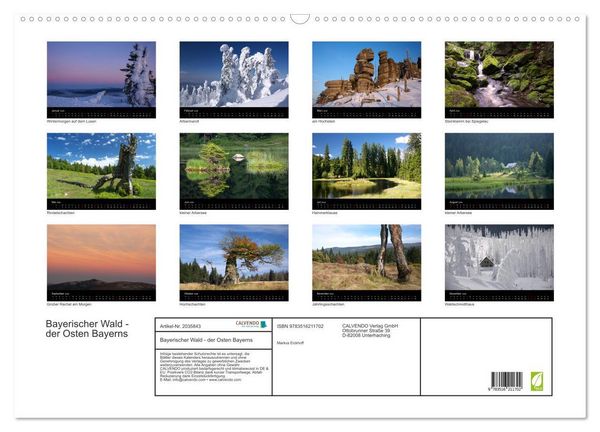 Produktbild: Bayerischer Wald - der Osten Bayerns (Wandkalender 2026 DIN A2 quer), CALVENDO Monatskalender