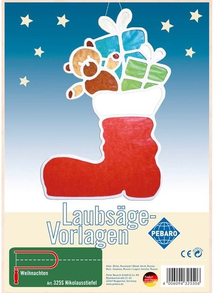 PEBARO 325S - Laubsägevorlage Nikolausstiefel, 1 Platte, Größe DIN A4