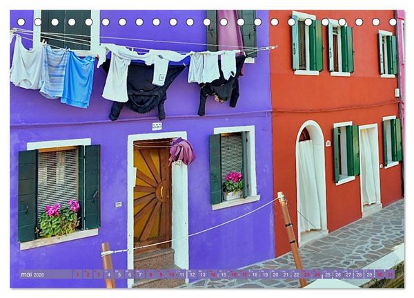 Produktbild: Le linge de Burano (Calendrier de bureau 2026 DIN A5 vertical), CALVENDO calendrier mensuel