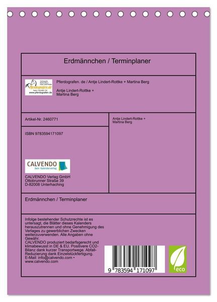 Produktbild: Erdm&auml;nnchen / Terminplaner (Tischkalender 2027 DIN A5 hoch), CALVENDO Monatskalender
