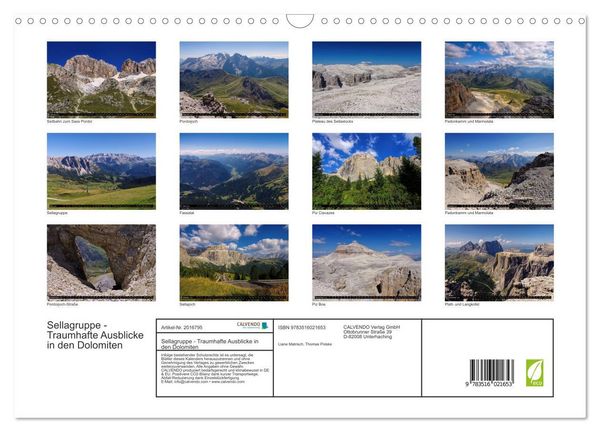 Produktbild: Sellagruppe - Traumhafte Ausblicke in den Dolomiten (Wandkalender 2026 DIN A3 quer), CALVENDO Monatskalender