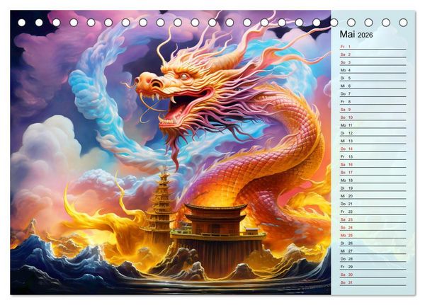 Produktbild: Drachen-Jahr - Kalenderplaner im Stile des chinesischen Tierkreiszeichens (Tischkalender 2026 DIN A5 quer), CALVENDO Monatskalender