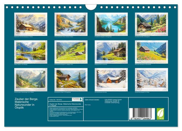 Produktbild: Zauber der Berge. Malerische Naturwunder in &Ouml;loptik (Wandkalender 2026 DIN A4 quer), CALVENDO Monatskalender