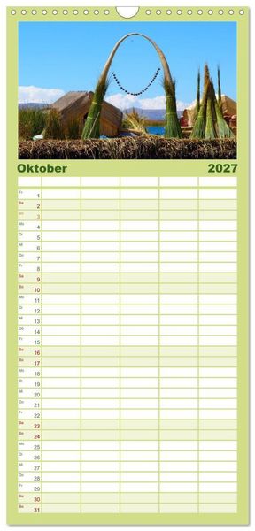 Produktbild: Familienplaner 2027 - Per&uacute;. Impressionen mit 5 Spalten (Wandkalender, 21 x 45 cm) CALVENDO