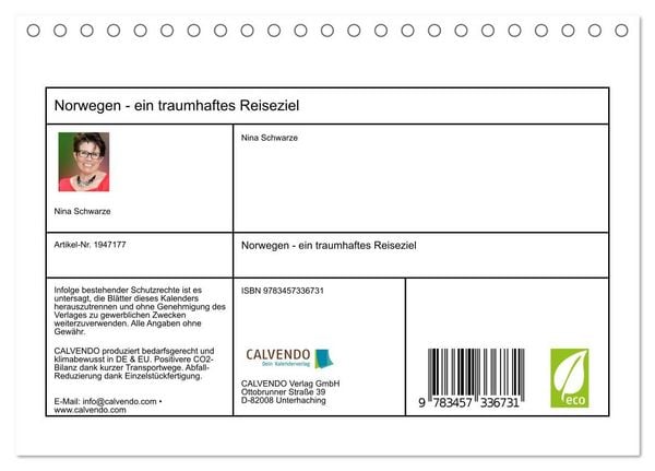 Produktbild: Norwegen - ein traumhaftes Reiseziel (Tischkalender 2026 DIN A5 quer), CALVENDO Monatskalender