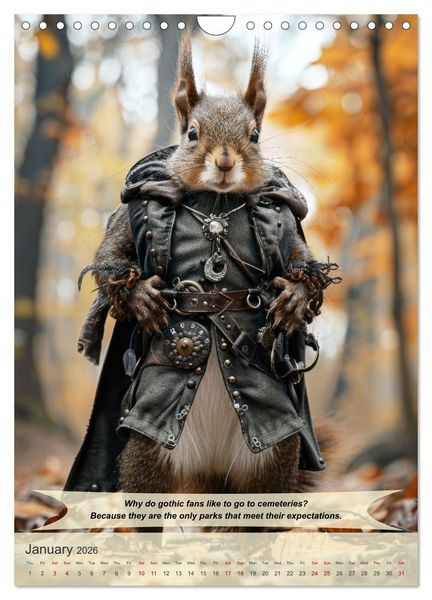 Produktbild: Funny animals in gothic style (Wall Calendar 2026 DIN A4 portrait), CALVENDO 12 Month Wall Calendar