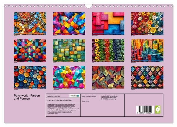 Produktbild: Patchwork - Farben und Formen (Wandkalender 2026 DIN A3 quer), CALVENDO Monatskalender