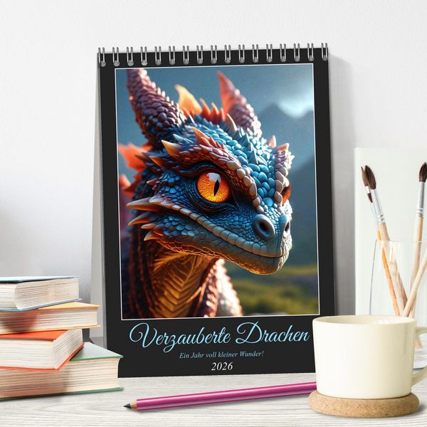 Produktbild: Verzauberte Drachen: Ein Jahr voll kleiner Wunder! (Tischkalender 2026 DIN A5 hoch), CALVENDO Monatskalender