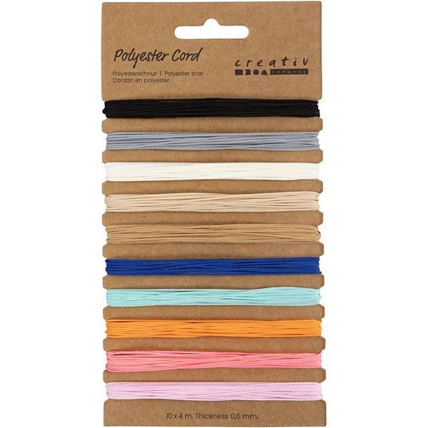 Produktbild: Creativ Company Polyesterschnur, Dicke 0,6 mm, sortierte Farben, 10x4 m