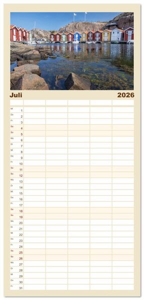 Produktbild: Familienplaner 2026 - Schweden - Die Highlights von Sm&aring;land bis zur Westk&uuml;ste mit 5 Spalten (Wandkalender, 21 x 45 cm) CALVENDO