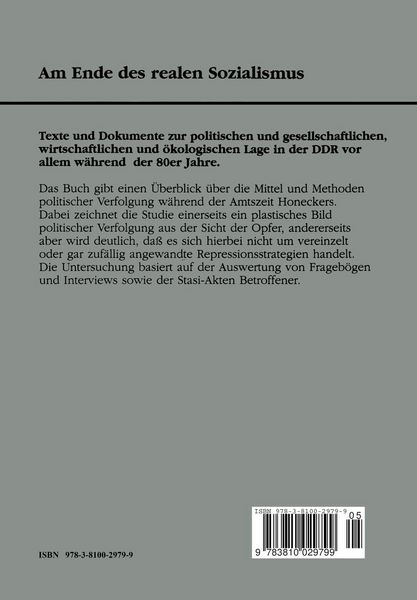 Produktbild: Zwischen &Uuml;berwachung und Repression &mdash; Politische Verfolgung in der DDR 1971 bis 1989