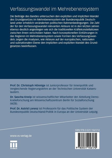 Produktbild: Verfassungswandel im Mehrebenensystem