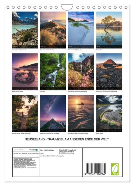 Produktbild: NEUSEELAND - TRAUMZIEL AM ANDEREN ENDE DER WELT (Wandkalender 2026 DIN A4 hoch), CALVENDO Monatskalender
