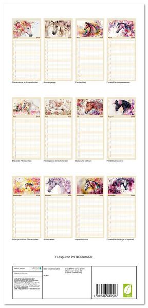 Produktbild: Familienplaner 2026 - Hufspuren im Bl&uuml;tenmeer mit 5 Spalten (Wandkalender, 21 x 45 cm) CALVENDO