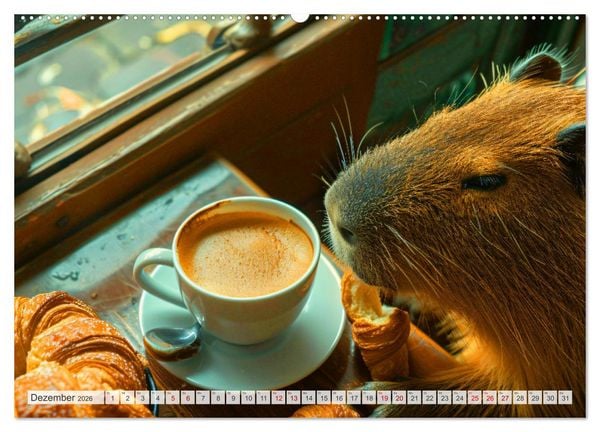 Produktbild: Capybaras im Alltag - Ein Jahr voller Abenteuer (hochwertiger Premium Wandkalender 2026 DIN A2 quer), Kunstdruck in Hochglanz