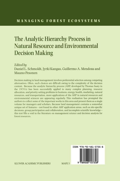 Produktbild: The Analytic Hierarchy Process in Natural Resource and Environmental Decision Making