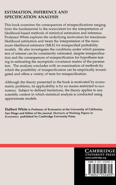 Produktbild: Estimation, Inference and Specification Analysis