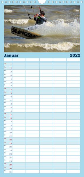 Produktbild: Familienplaner Kitesurfen - Wind und Wellen (Wandkalender 2022 , 21 cm x 45 cm, hoch)