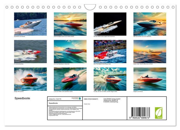 Produktbild: Speedboote (Wandkalender 2026 DIN A4 quer), CALVENDO Monatskalender