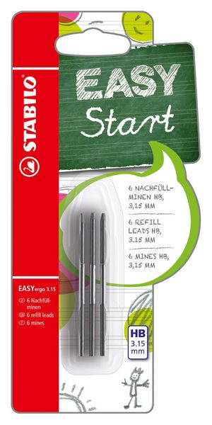 Produktbild: STABILO Minen zum Nachf&uuml;llen -   EASYergo 3.15 Nachf&uuml;llminen - 6er Pack - H&auml;rtegrad HB