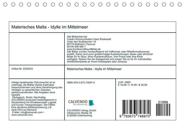 Produktbild: Malerisches Malta - Idylle im Mittelmeer (Tischkalender 2022 DIN A5 quer)