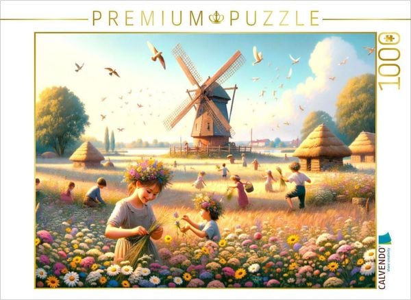 CALVENDO Puzzle Farbenpracht im Blütenmeer - Blumenfeld Idylle | 1000 Teile Lege-Größe 64x48cm Foto-Puzzle für glückliche Stunden
