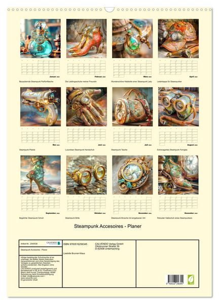 Produktbild: Steampunk Accesoires - Planer (Wandkalender 2026 DIN A2 hoch), CALVENDO Monatskalender