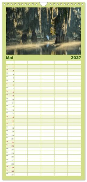 Produktbild: Familienplaner 2027 - Natur Paradies Mississippi Delta mit 5 Spalten (Wandkalender, 21 x 45 cm) CALVENDO