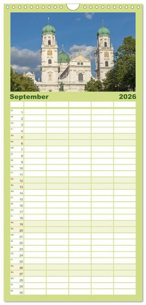 Produktbild: Familienplaner 2026 - Passau - Dreifl&uuml;ssestadt an Donau, Inn und Ilz mit 5 Spalten (Wandkalender, 21 x 45 cm) CALVENDO