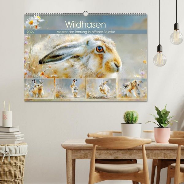 Produktbild: Wildhasen. Meister der Tarnung in offener Feldflur (Wandkalender 2027 DIN A2 quer), CALVENDO Monatskalender