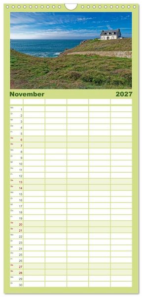 Produktbild: Familienplaner 2027 - Cote Sauvage. Wilde Atlantikk&uuml;ste der Bretagne. mit 5 Spalten (Wandkalender, 21 x 45 cm) CALVENDO