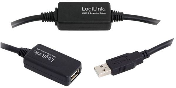 LogiLink USB-Kabel USB 2.0 USB-A Stecker, USB-A Buchse 25.00 m Schwarz UA0147