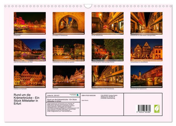 Produktbild: Rund um die Kr&auml;merbr&uuml;cke - Ein St&uuml;ck Mittelalter in Erfurt (Wandkalender 2026 DIN A3 quer), CALVENDO Monatskalender