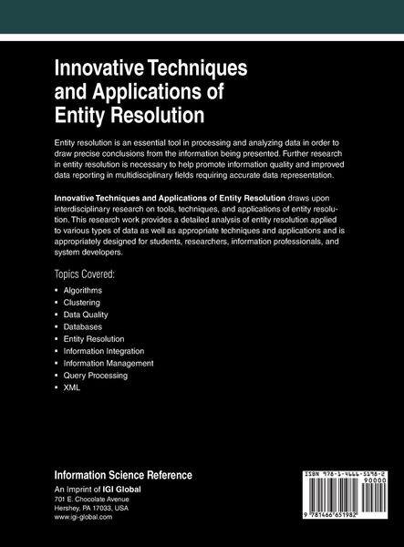 Produktbild: Innovative Techniques and Applications of Entity Resolution